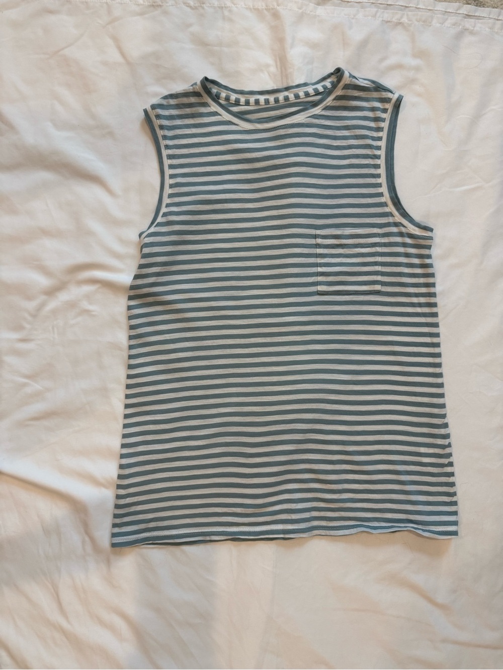 Garnet Hill Striped Sleeveless Tank Top in Blue & White